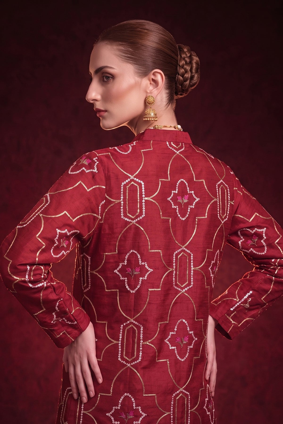 2 Piece - Embellished Korean Silk Suit LFP1180
