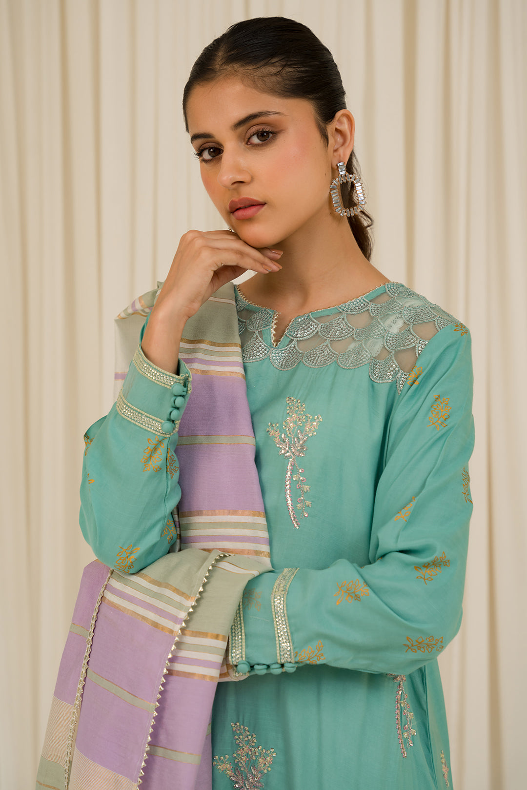 3 Piece - Embroidered Raw Silk Suit L0775 (SO)