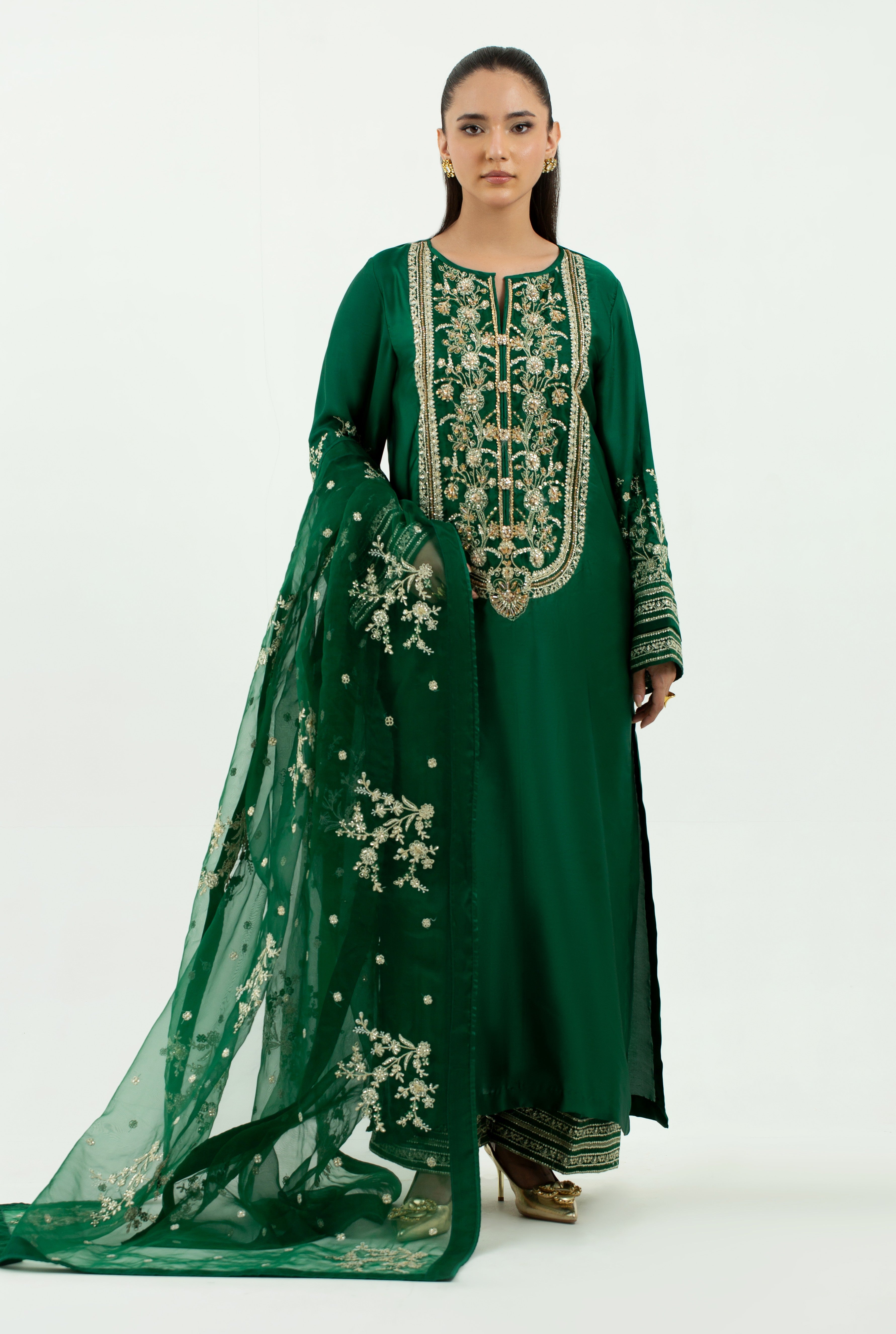 Fashion Silk Shirt Lace Vest Three-Piece Suit