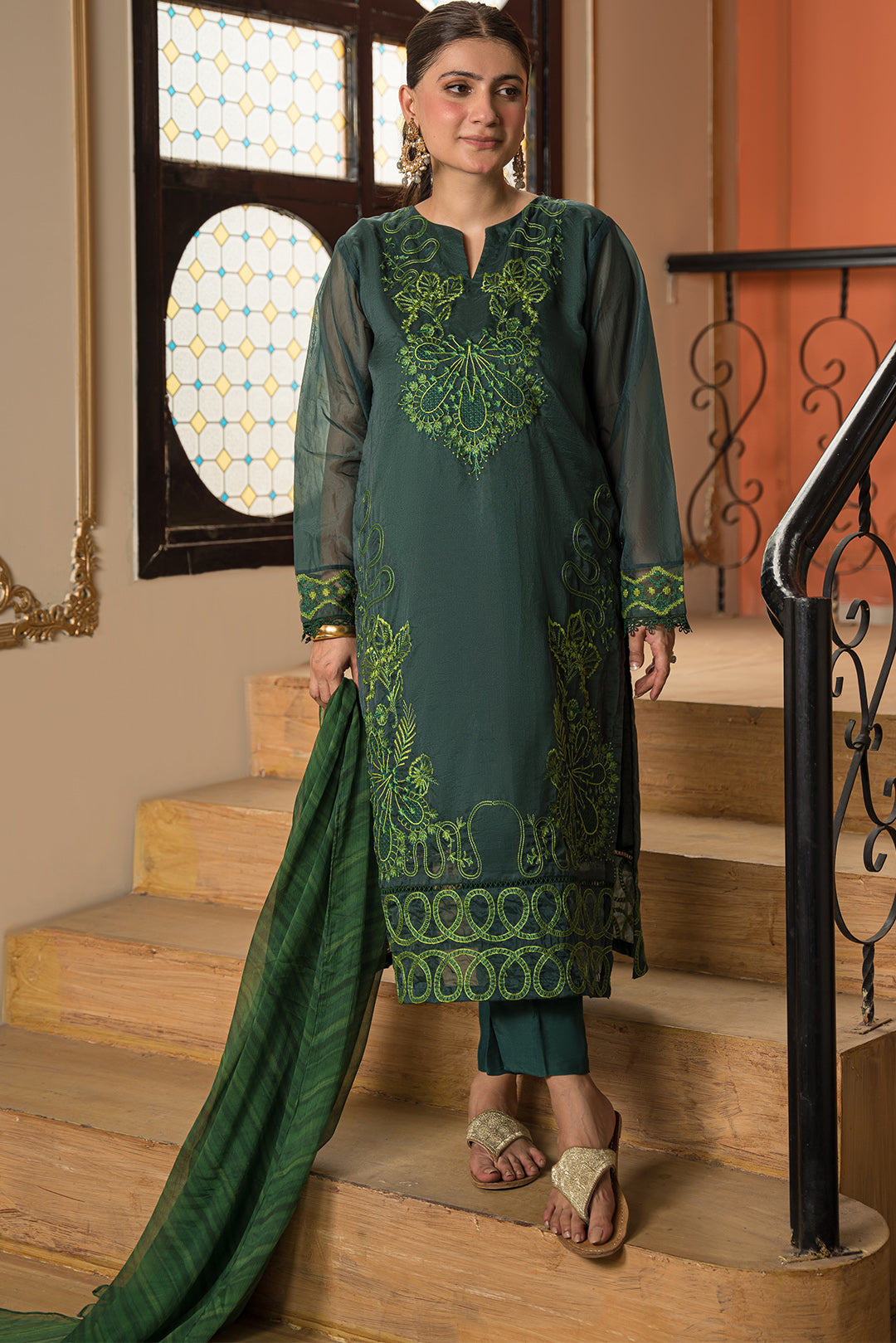 2 Piece - Dyed Embroidered Organza Suit L0774 (SO)