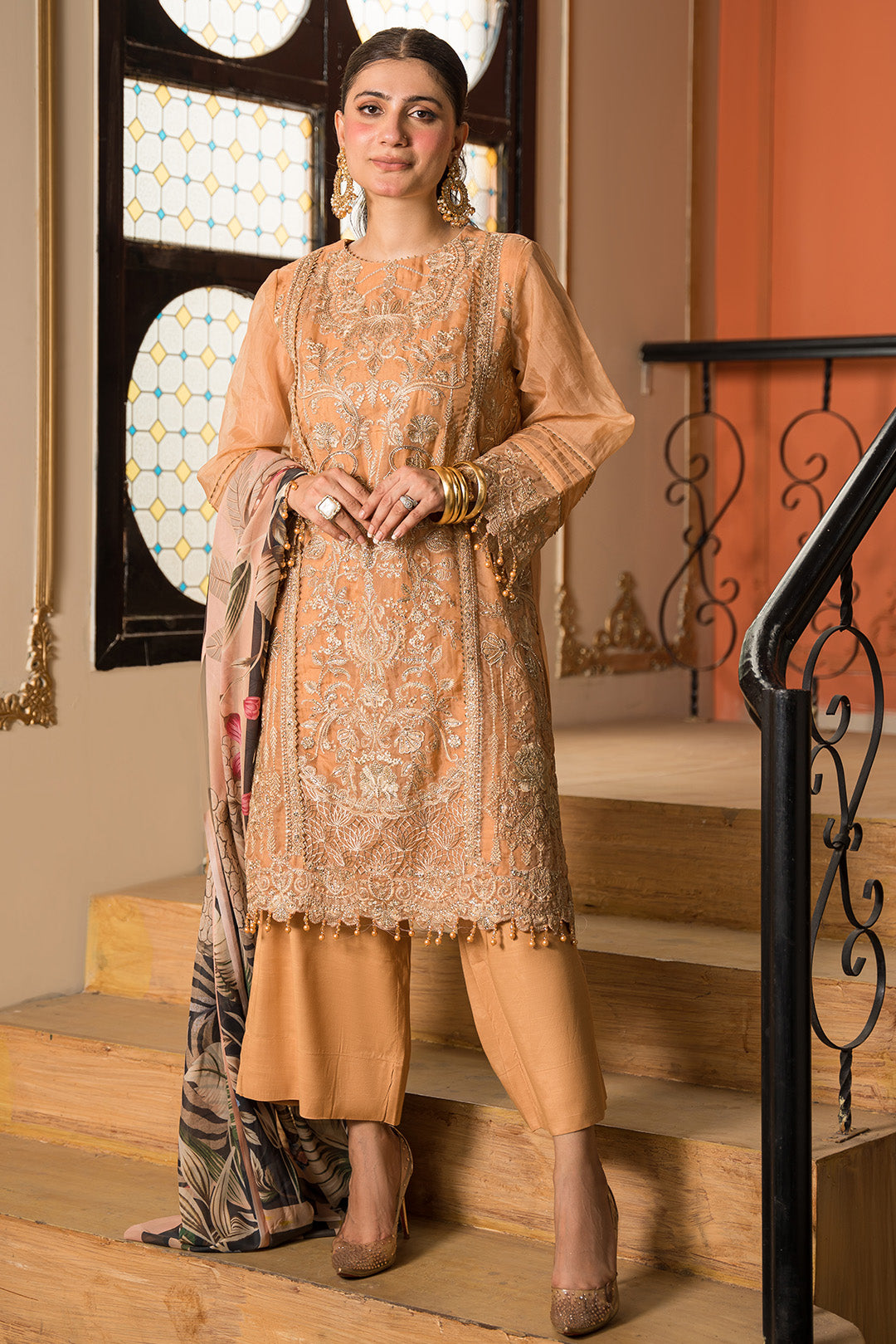 4 Piece - Dyed Embroidered Organza Suit L0776 (SO)