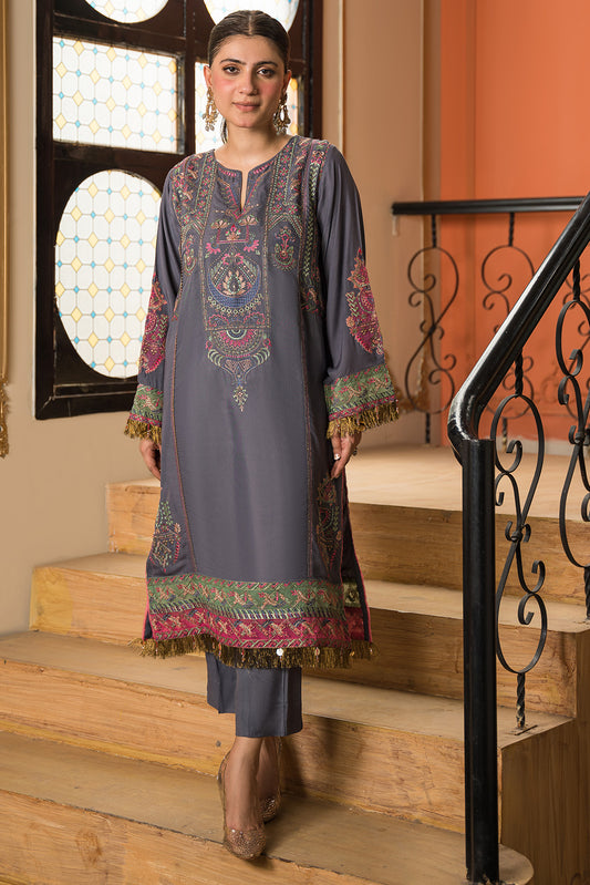 2 Piece - Dyed Embroidered Raw Silk Suit L0779