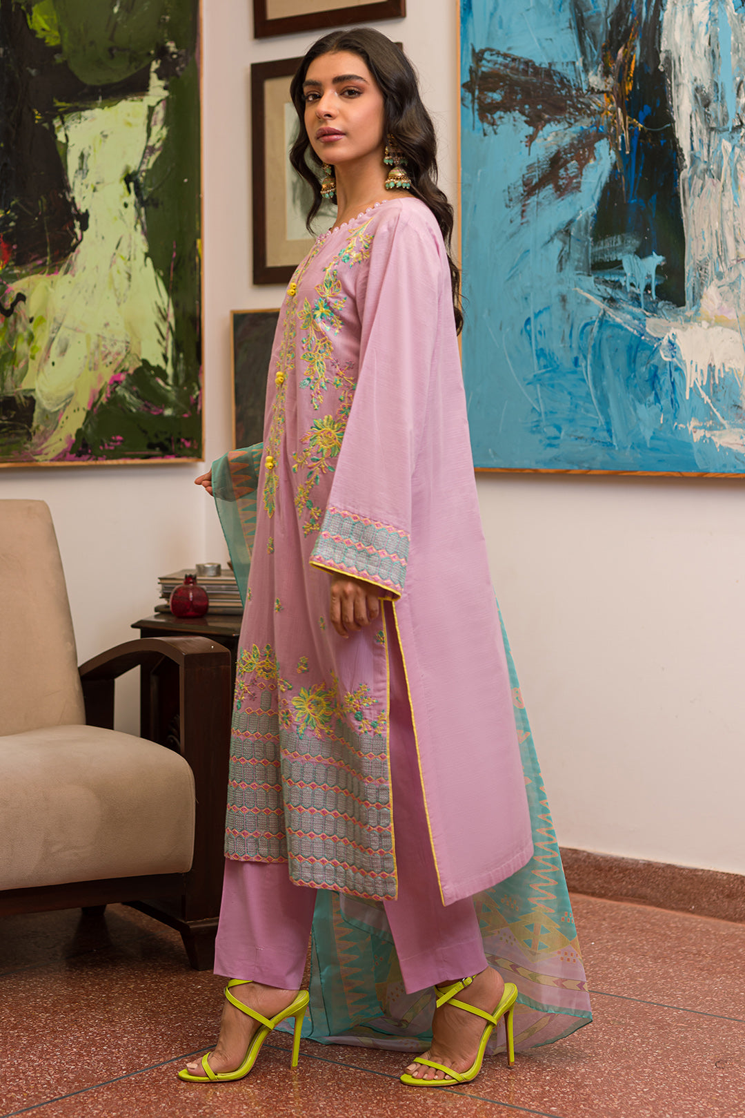 3 Piece - Dyed Embroidered Textured Lawn Suit P0705