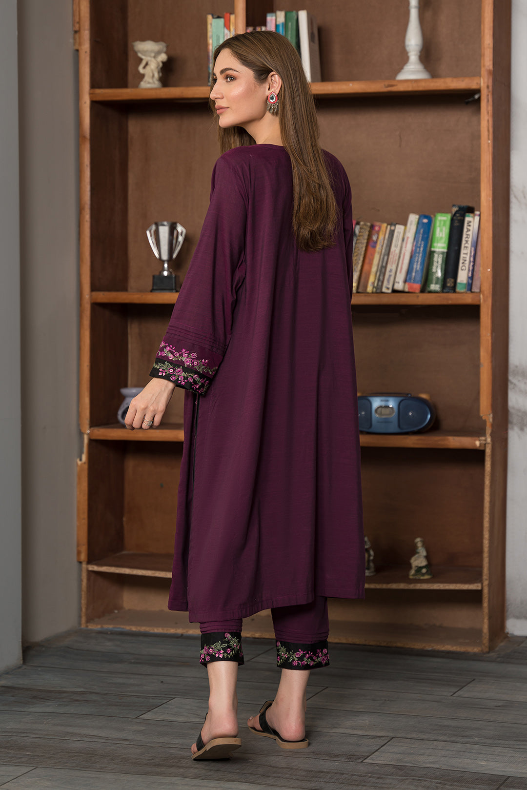 2 Piece - Dyed Embroidered Chambray Suit P0793