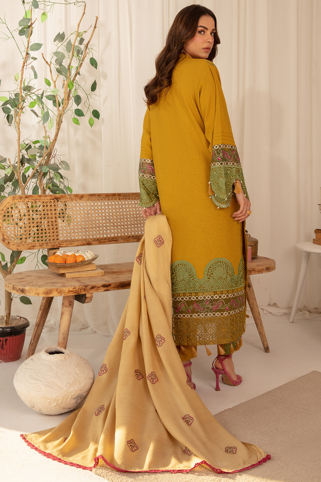 3 Piece - Dyed Embroidered Khaddar Suit PB940