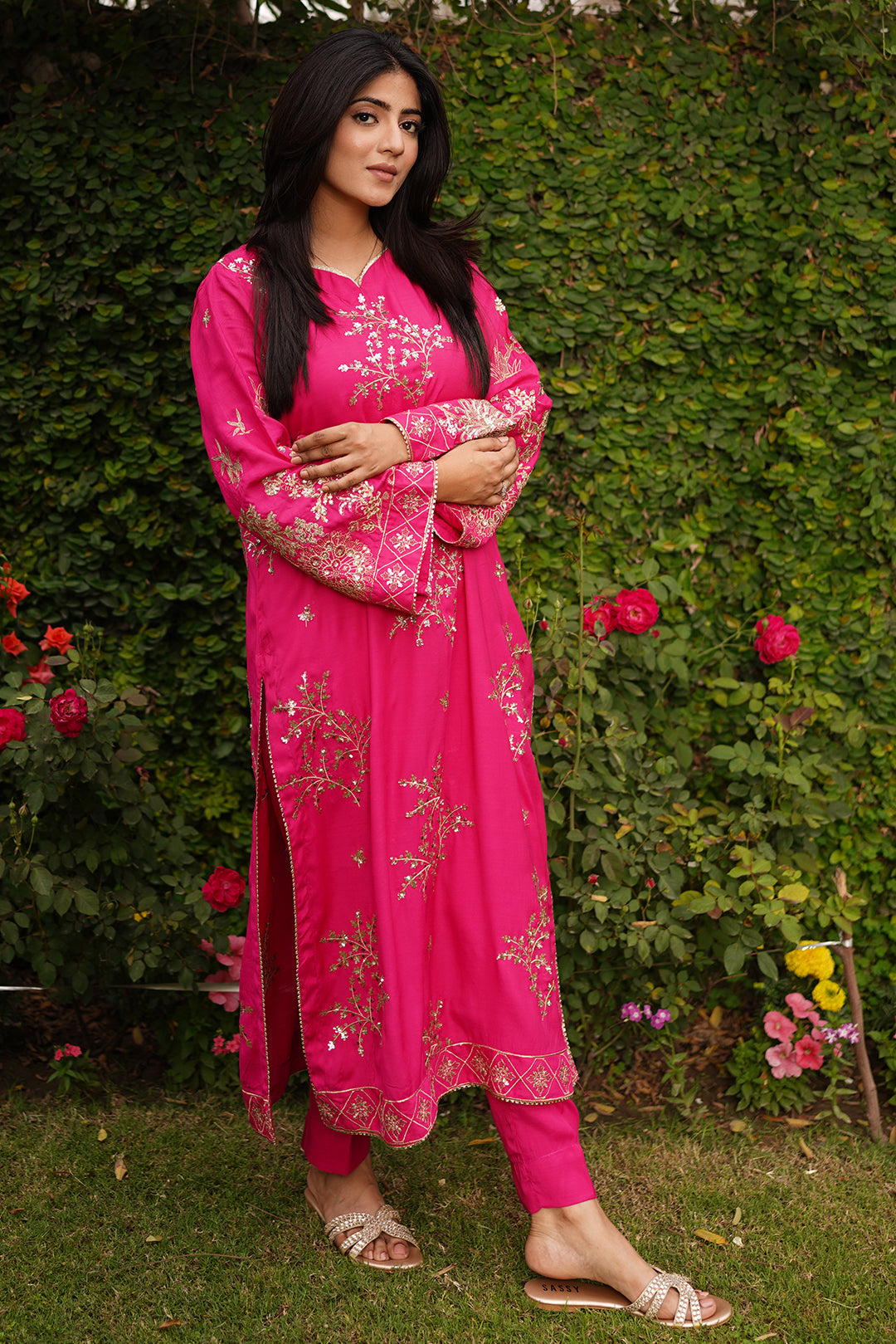 3 Piece - Embroidered Raw Silk Suit L0957 (SO)