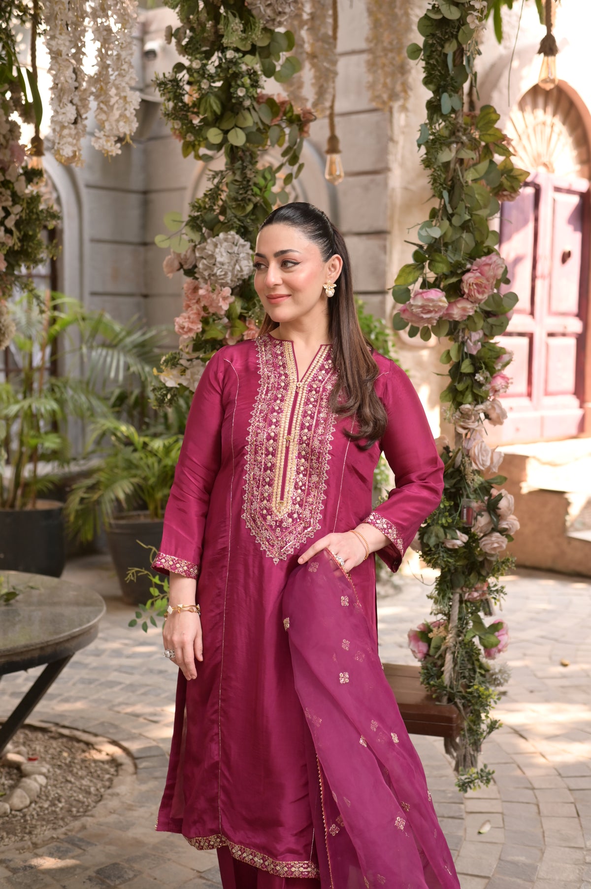 3 Piece - Premium Pure Sheesha Silk Embroidered Suit LFP1147