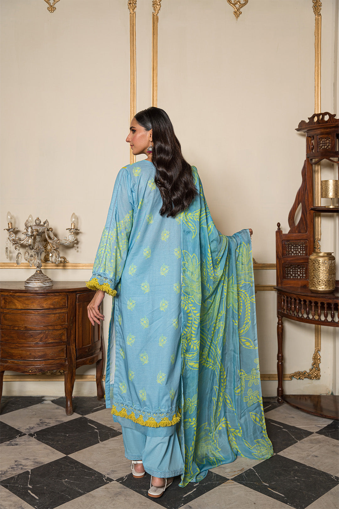 3 Piece - Digital Printed Cotton Cambric Suit U0754A