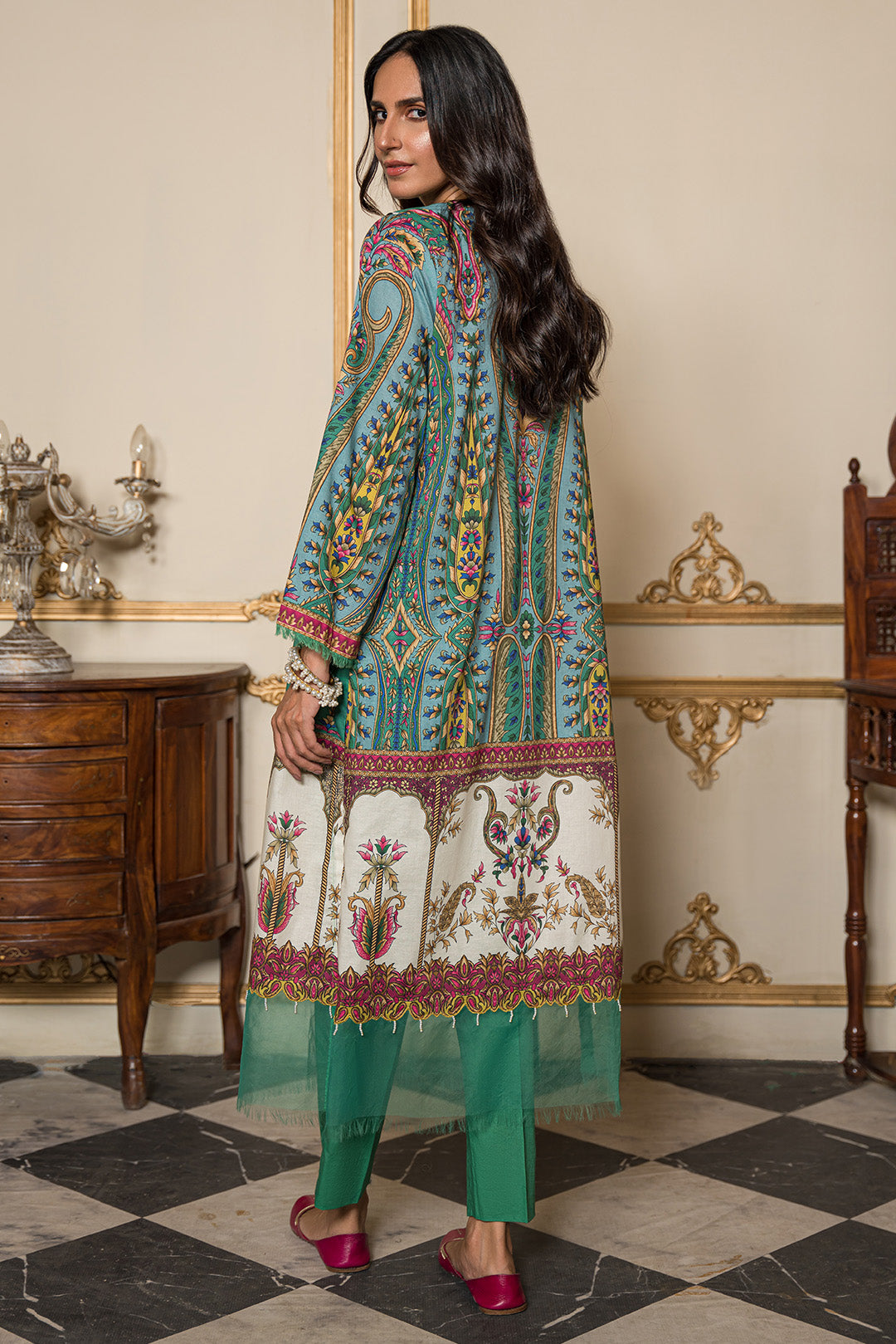 2 Piece - Digital Printed Cotton Cambric Suit U0842A