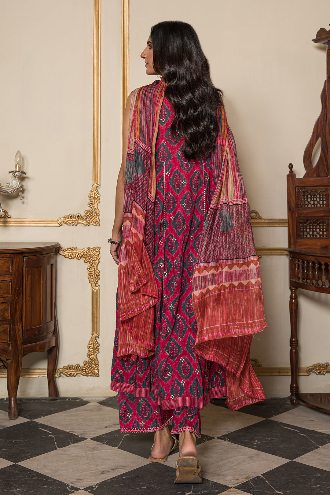 3 Piece - Embroidered Digital Printed Cotton Cambric Suit U0859A