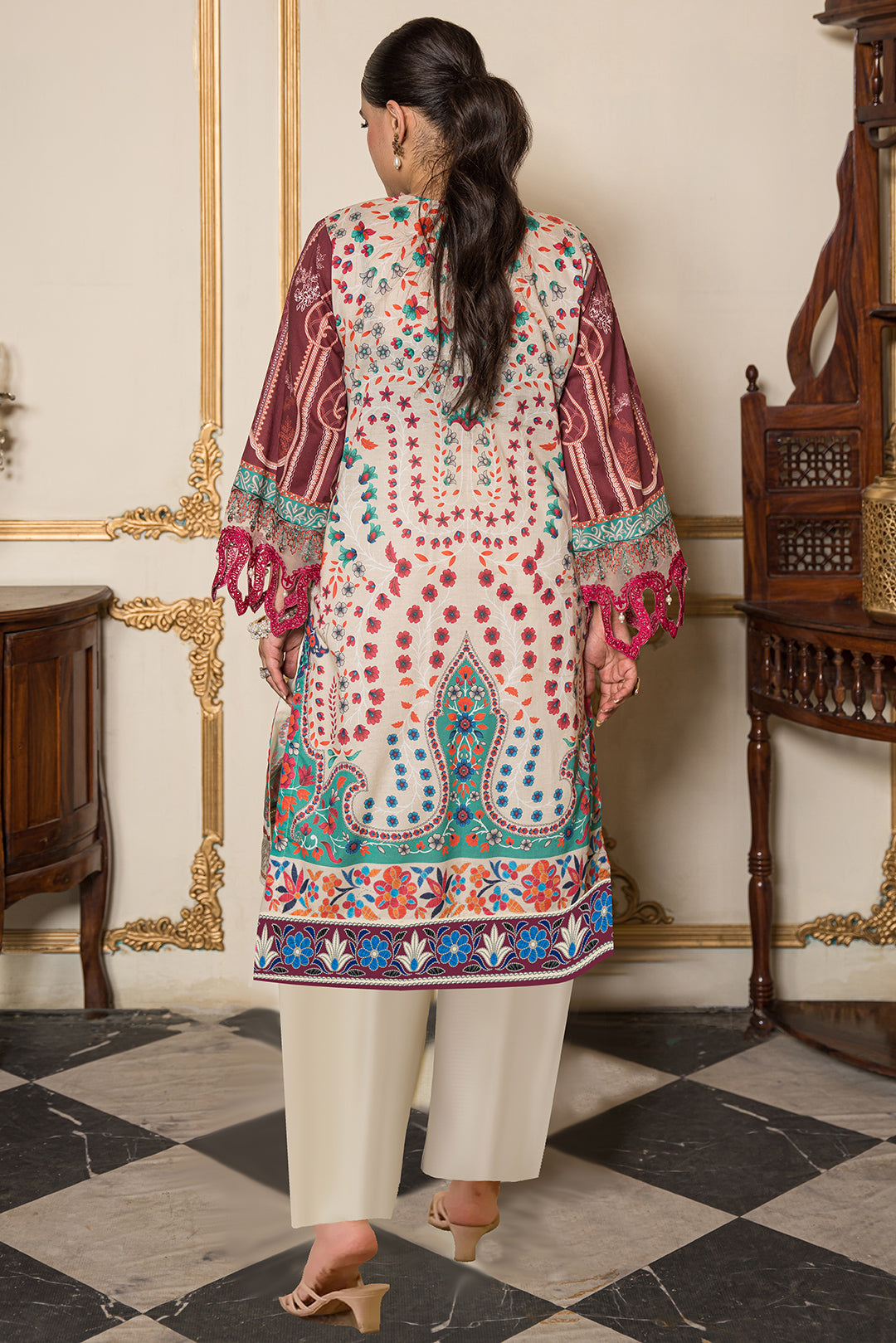 2 Piece - Embroidered Digital Printed Cotton Cambric Suit USP0860A (SO)