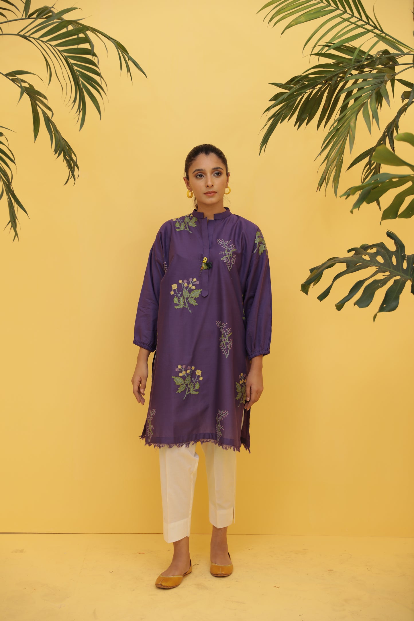 Single Dyed Embroidered Shirt P2007