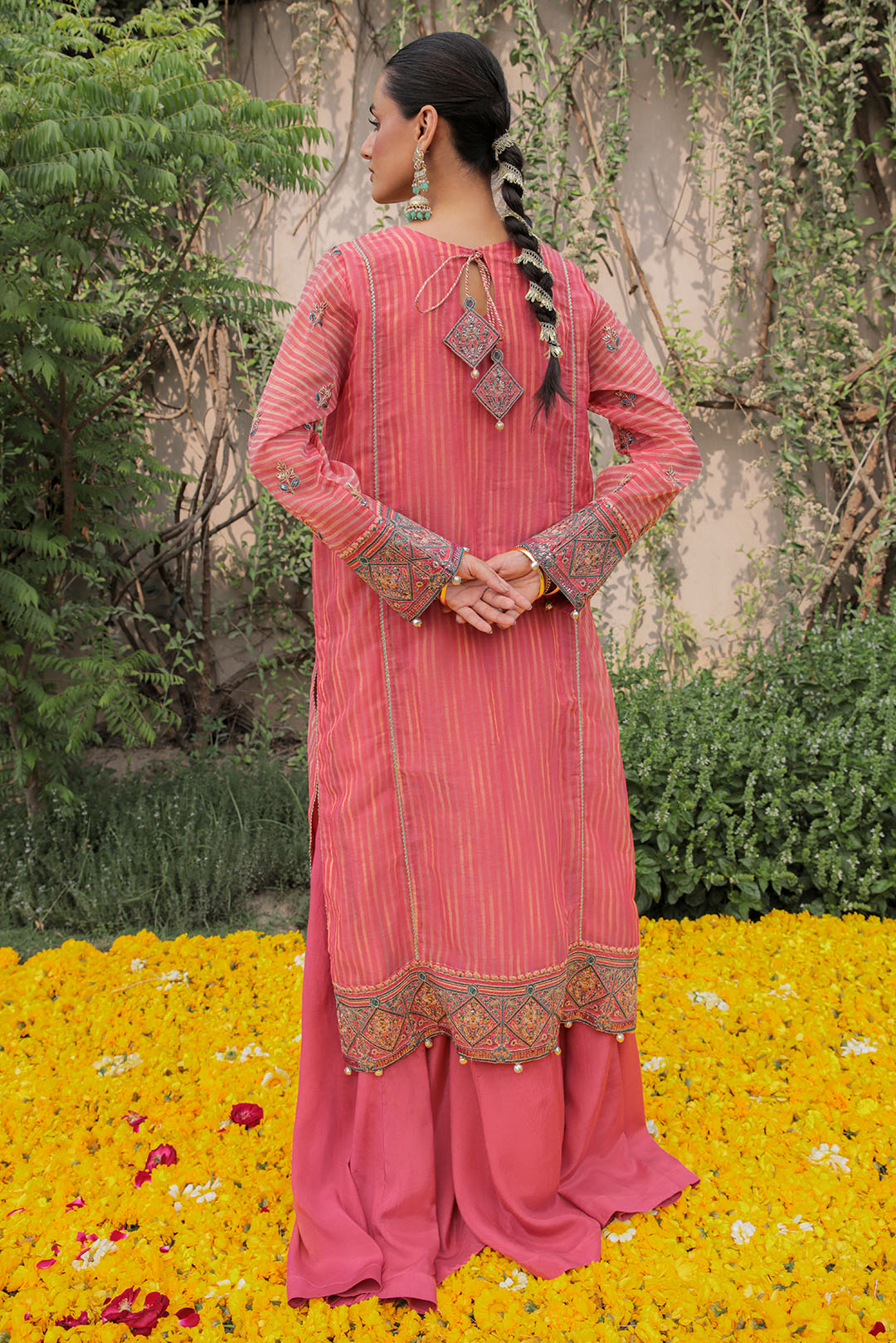 2 Piece - Embroidered Organza Staple Lines Suit L0589 (SO)