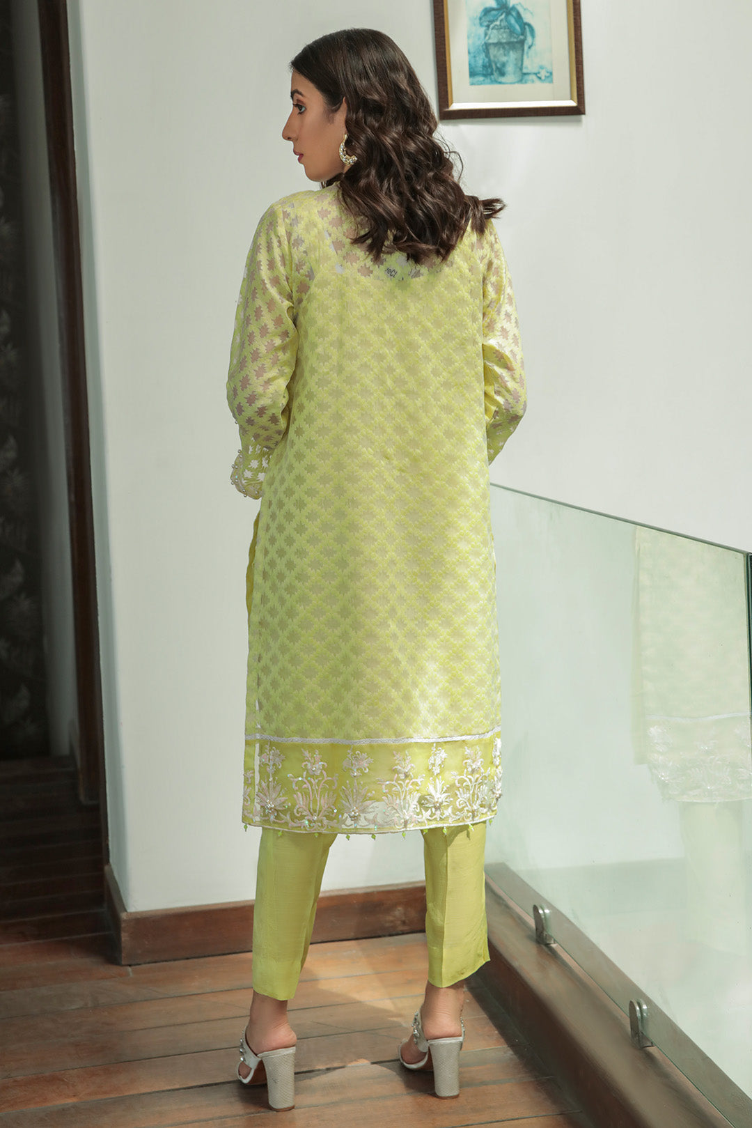 2PC Luxury Organza Jacquard Shirt With Raw Silk Trouser L2311