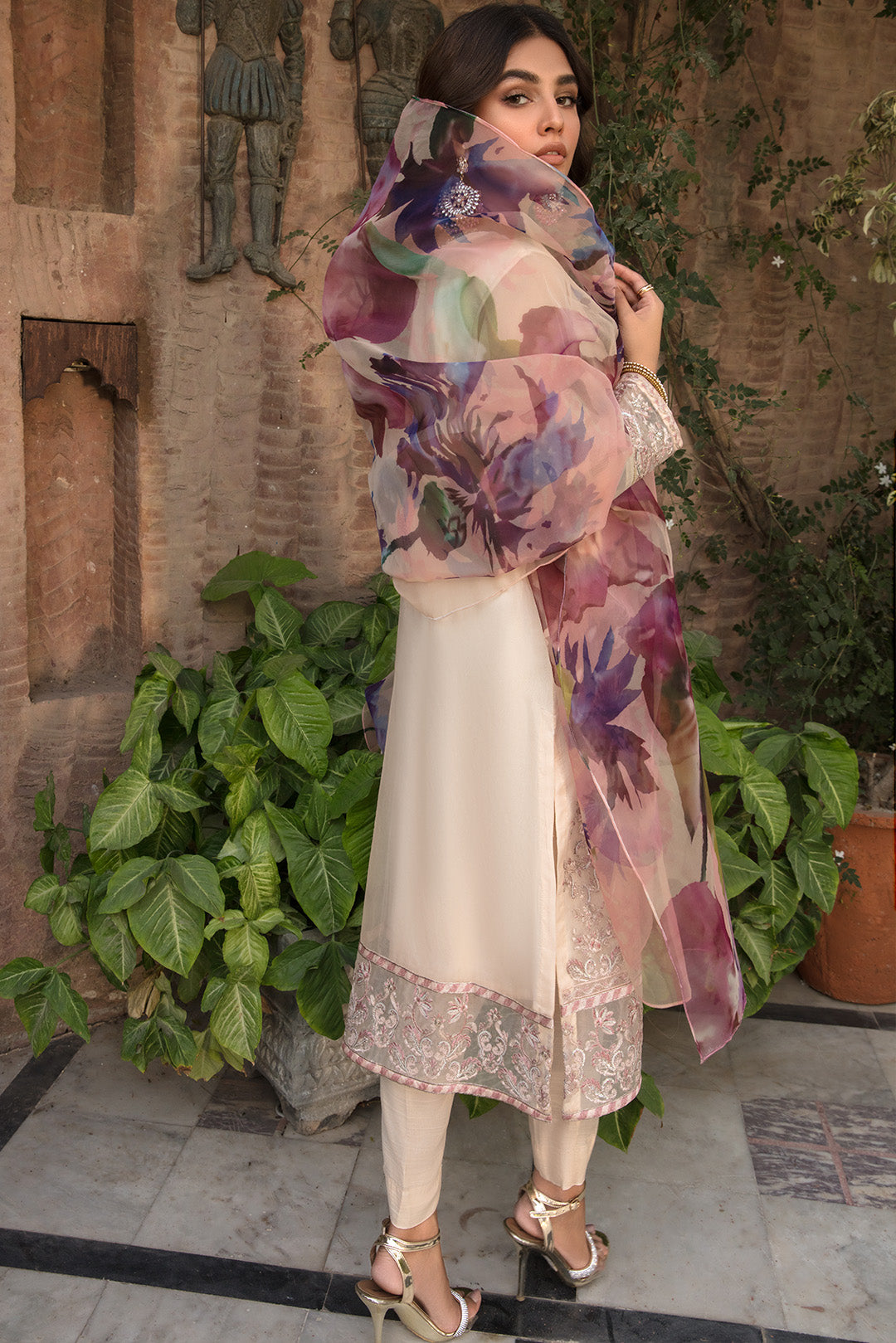 2 Piece - Embroidered Organza Suit L2683