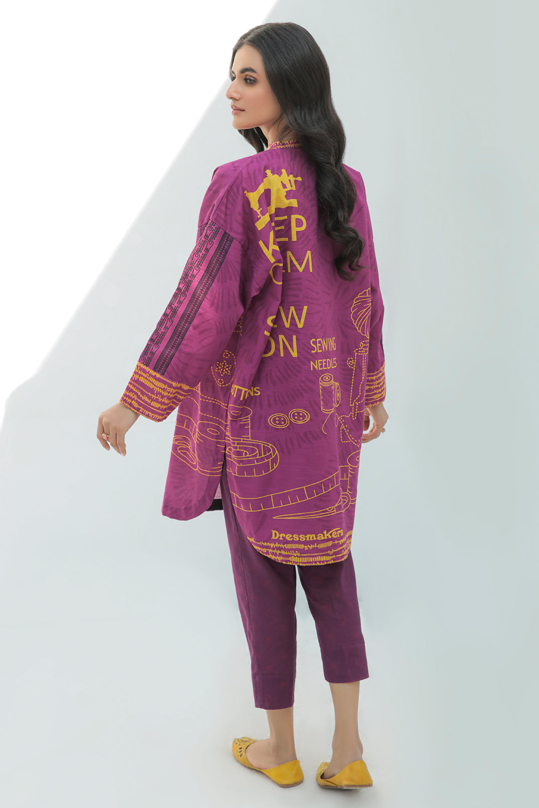 1 Piece - Printed Slub Khaddar Fusion Top P0205