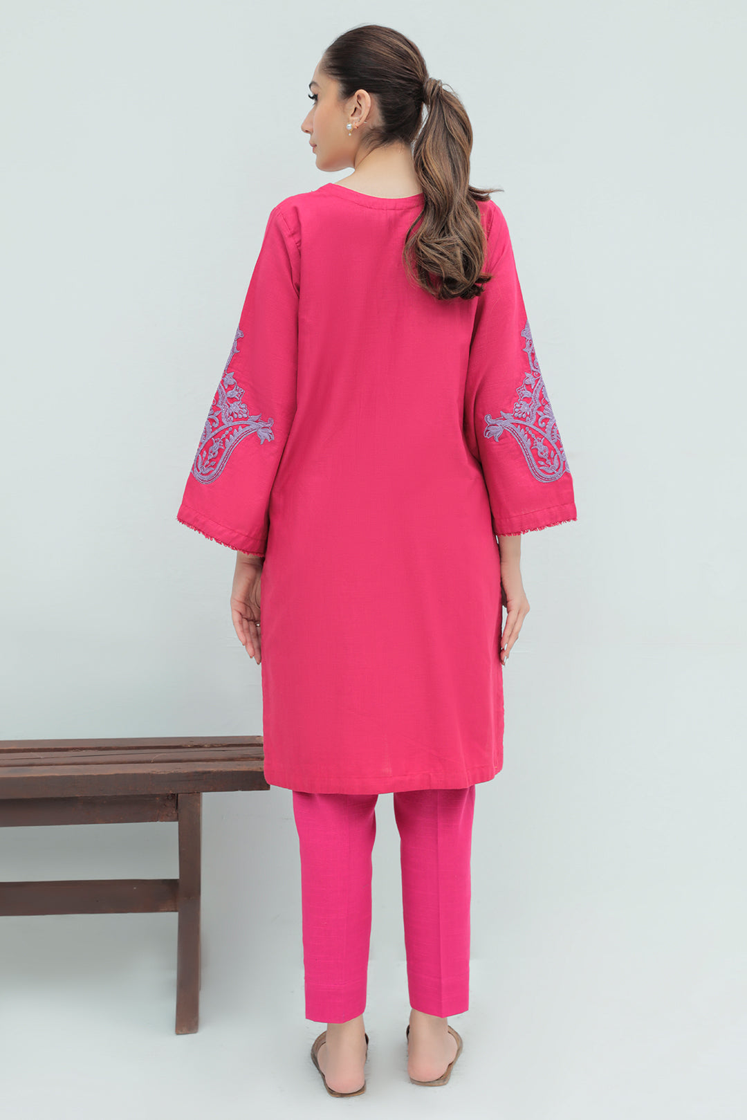 1 Piece - Dyed Embroidered Supreme Slub Khaddar Shirt P0217