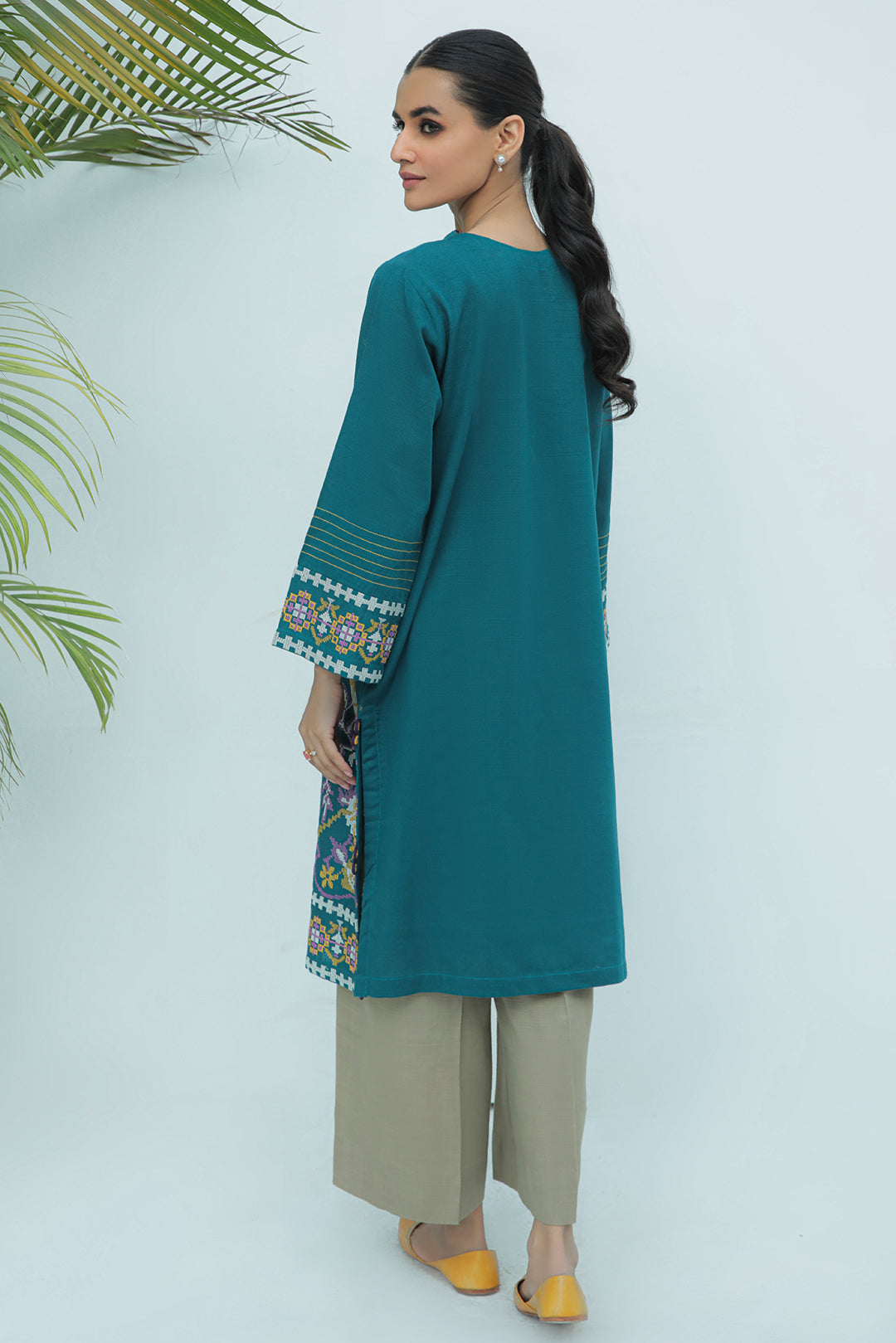 1 Piece - Embroidered Slub Khaddar Shirt P0220