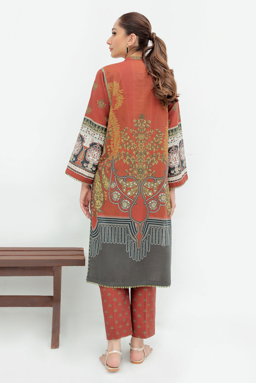 2 Piece - Embroidered Digital Printed Slub Khaddar Suit P0252