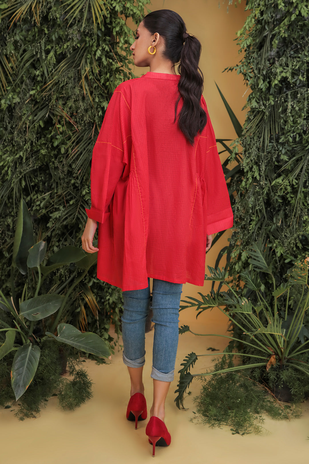 Single Solid Dyed Texture Lawn Eastern Top P2010