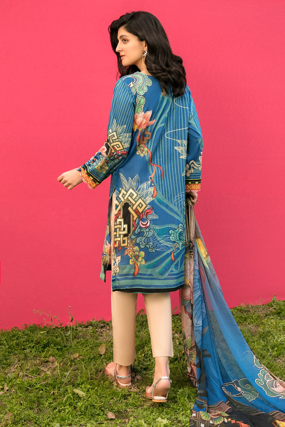 2PC Texture Lawn Digital Printed Embroidered Shirt With Chiffon Dupata P2040 (SO)