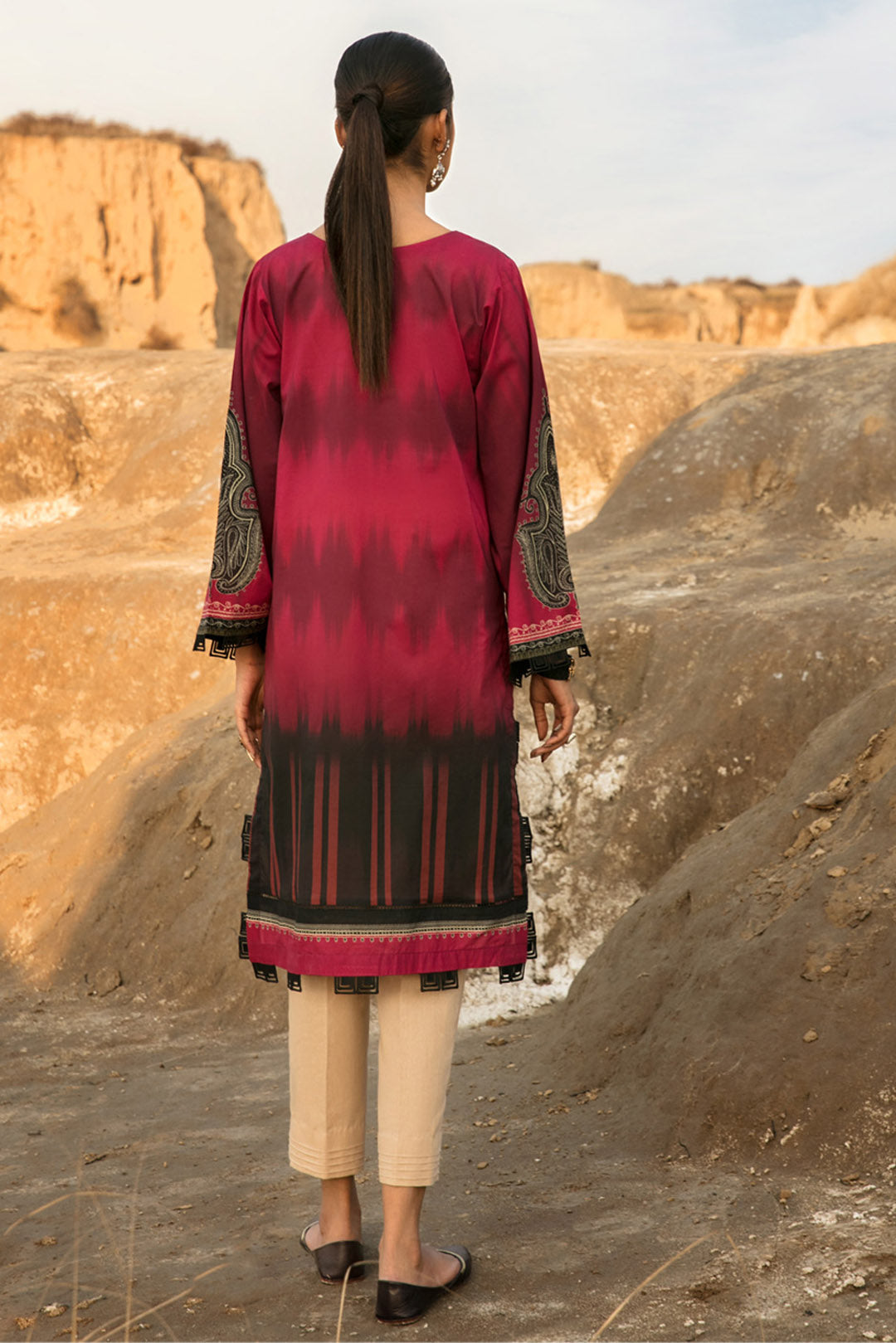 Single Shirt Lawn Digital Print U2139 - Maroon