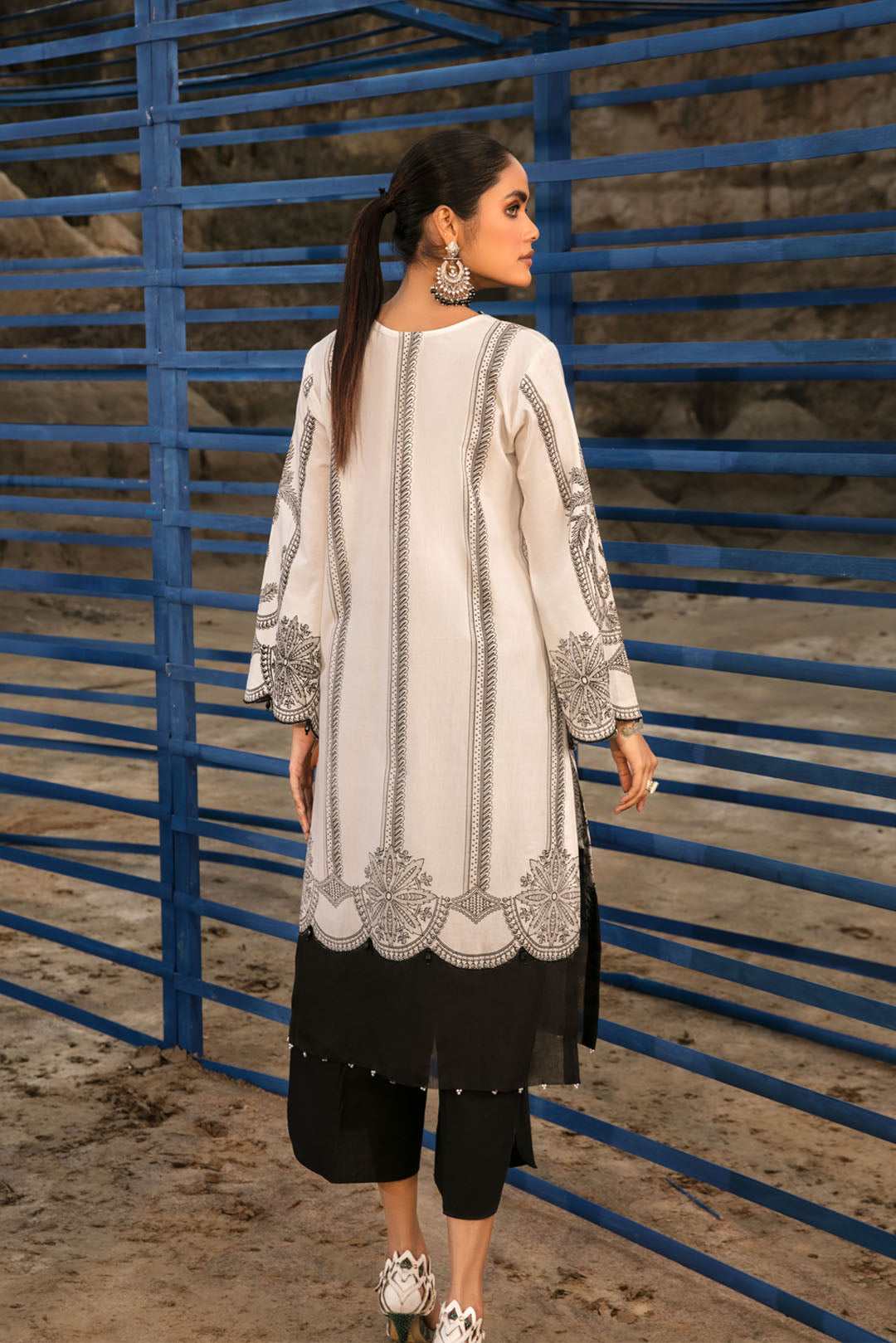 Single Shirt Lawn Paste Print U2149 - White