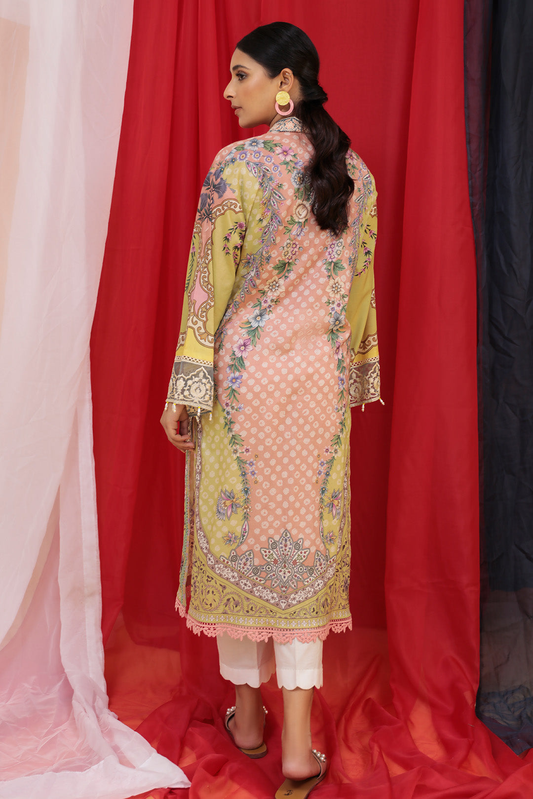 Embroidered Lawn Shirt with Trouser - Tea Pink U2395A