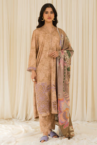 3 Piece - Embroidered Digital Printed Linen Suit U0925