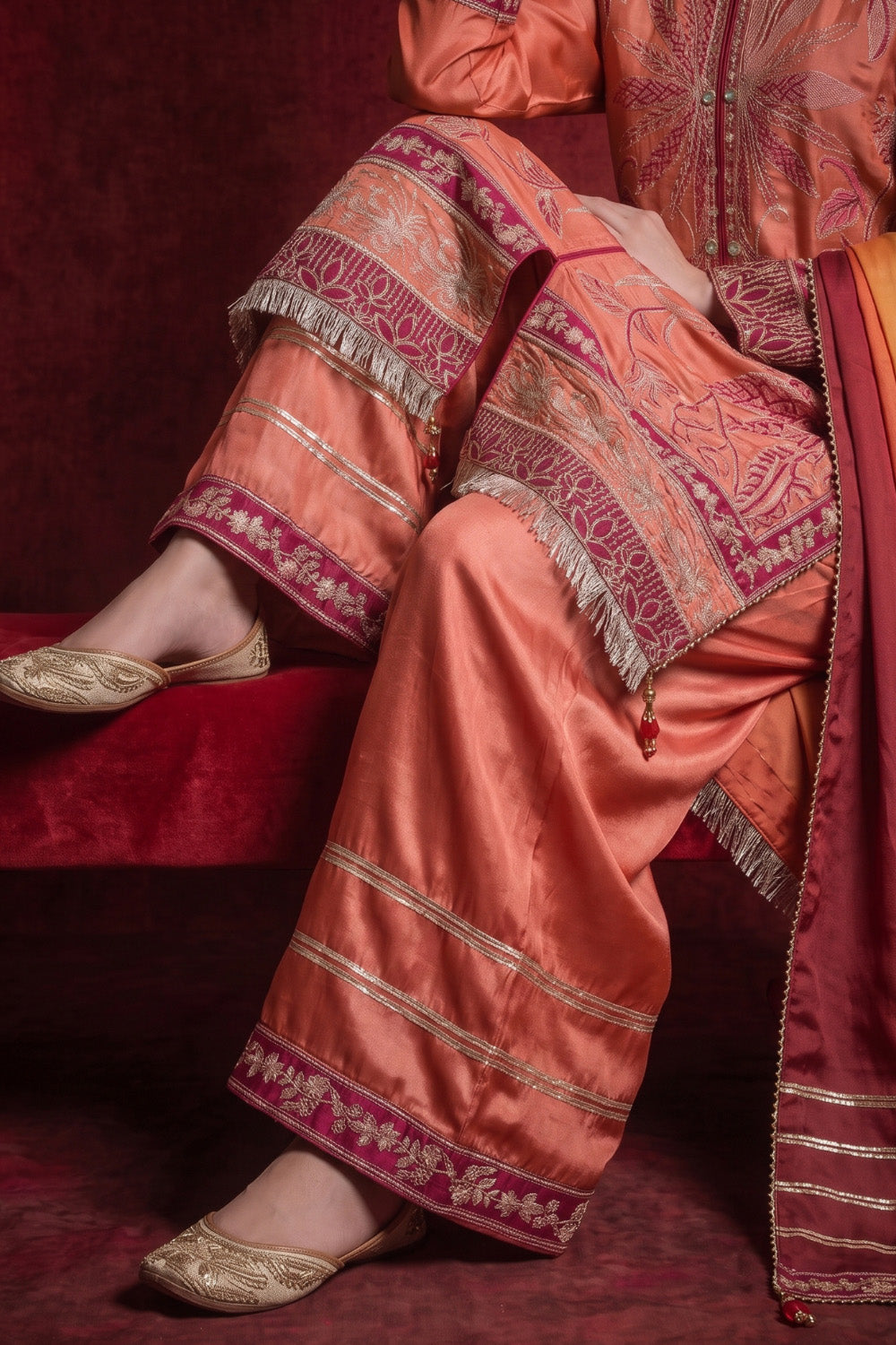 3 Piece - Premium Pure Tussar Silk Embroidered Suit LFP1152