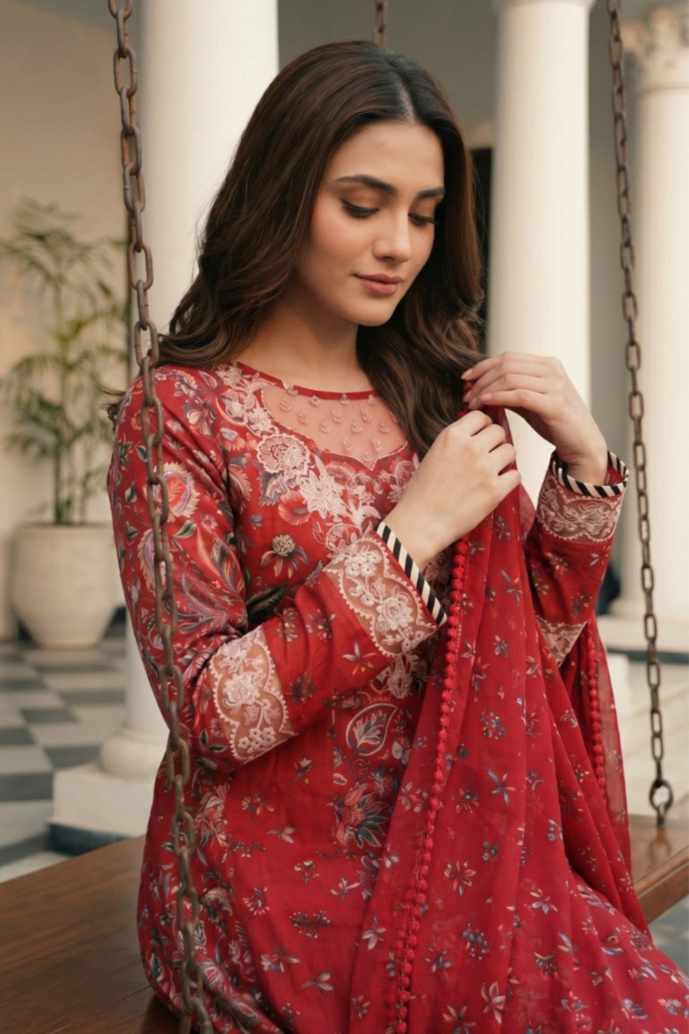 2 Piece - Embroidered Digital Printed Lawn Suit P001230