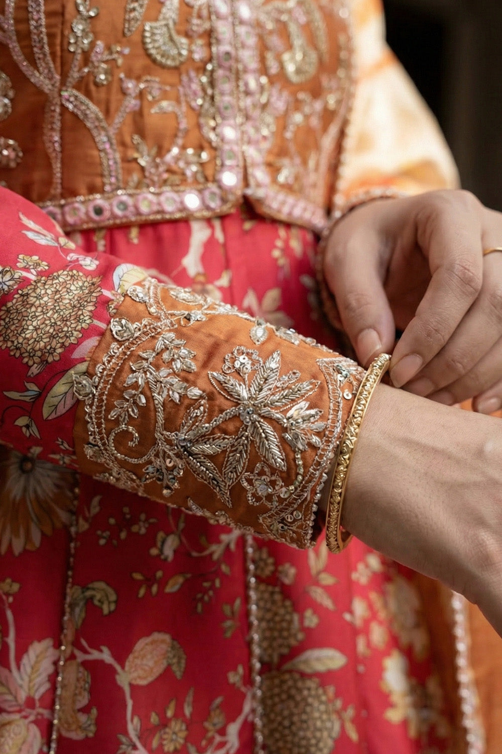 2 Piece - Embroidered Printed Shamoz Silk Suit LFP1151