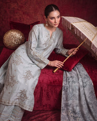 3 Piece - Premium Pure Tussar Silk Embroidered Suit LFP1170