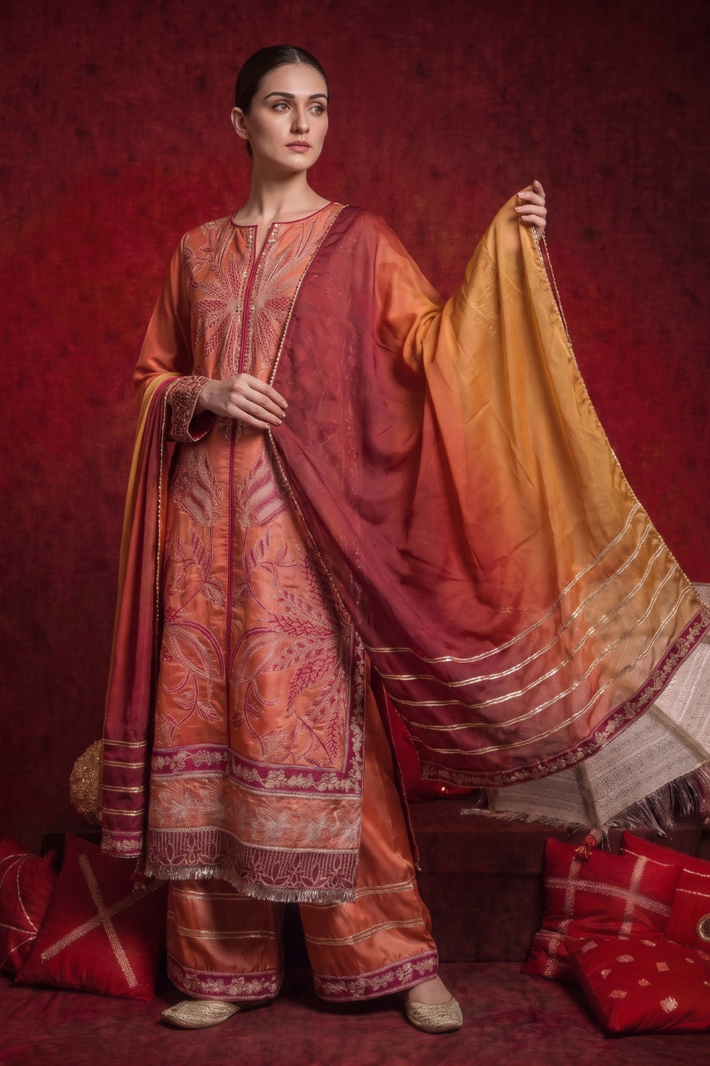3 Piece - Premium Pure Tussar Silk Embroidered Suit LFP1152