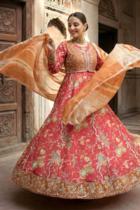 2 Piece - Embroidered Printed Shamoz Silk Suit LFP1151