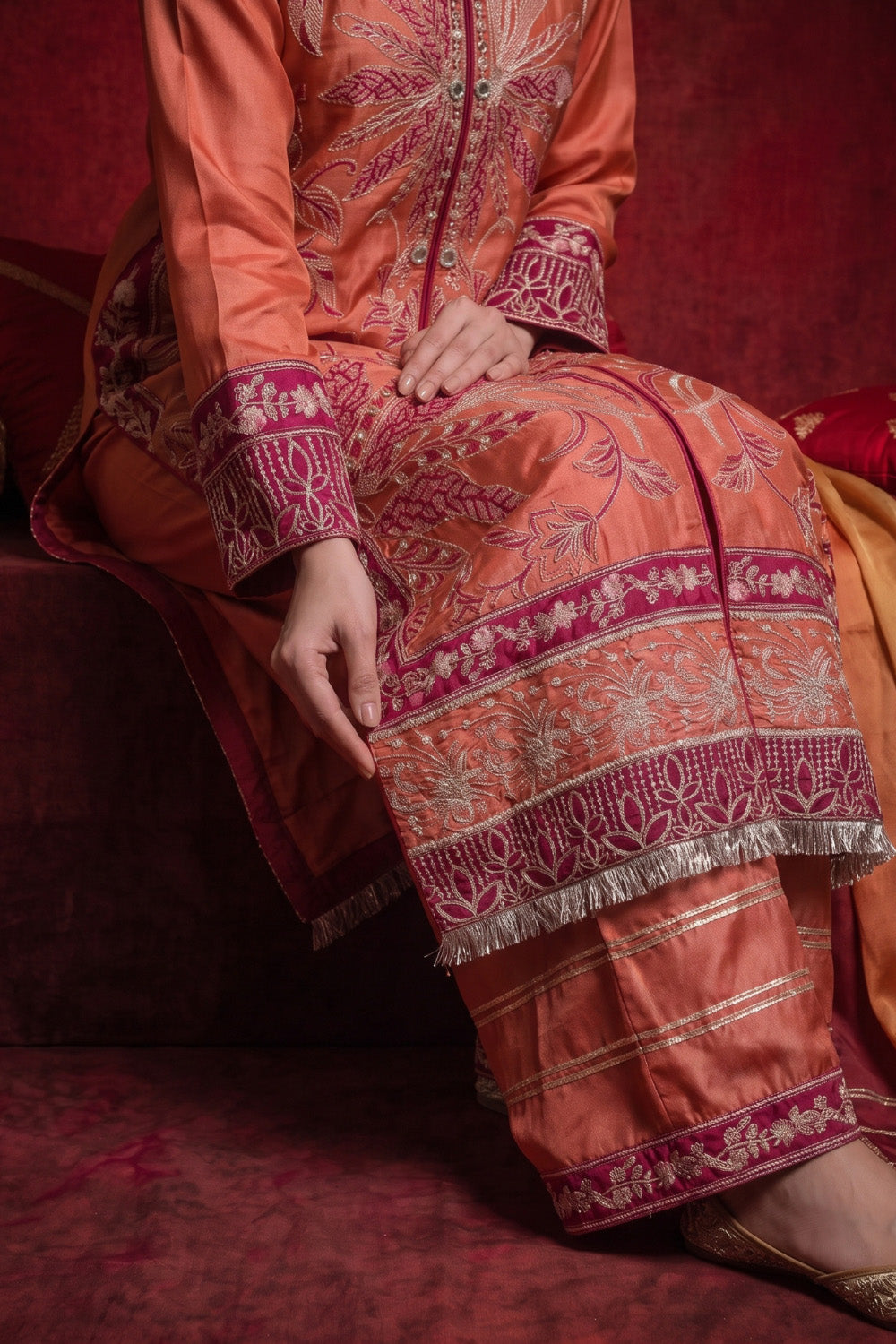 3 Piece - Premium Pure Tussar Silk Embroidered Suit LFP1152