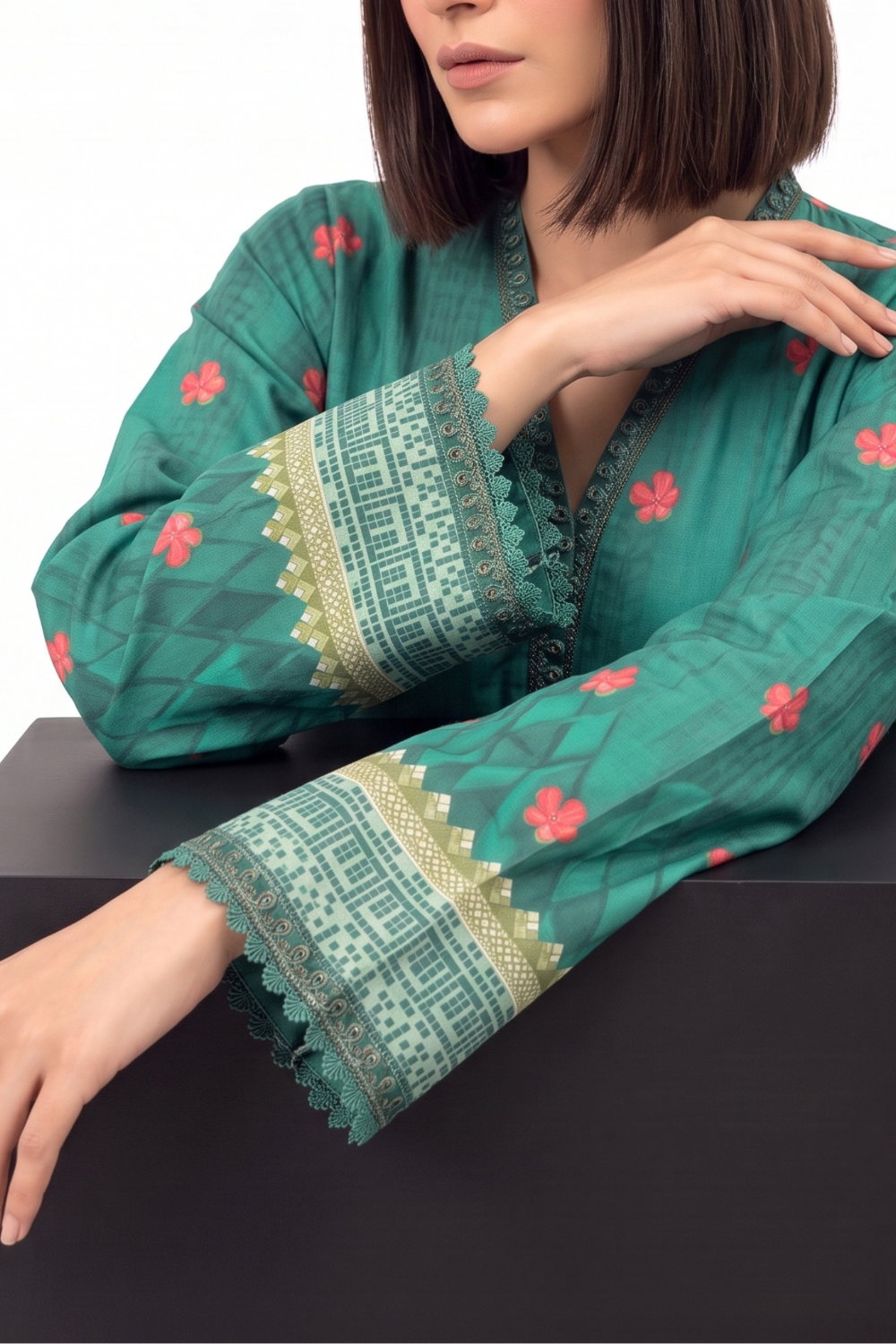 3 Piece - Embroidered Digital Printed Lawn Suit P001240