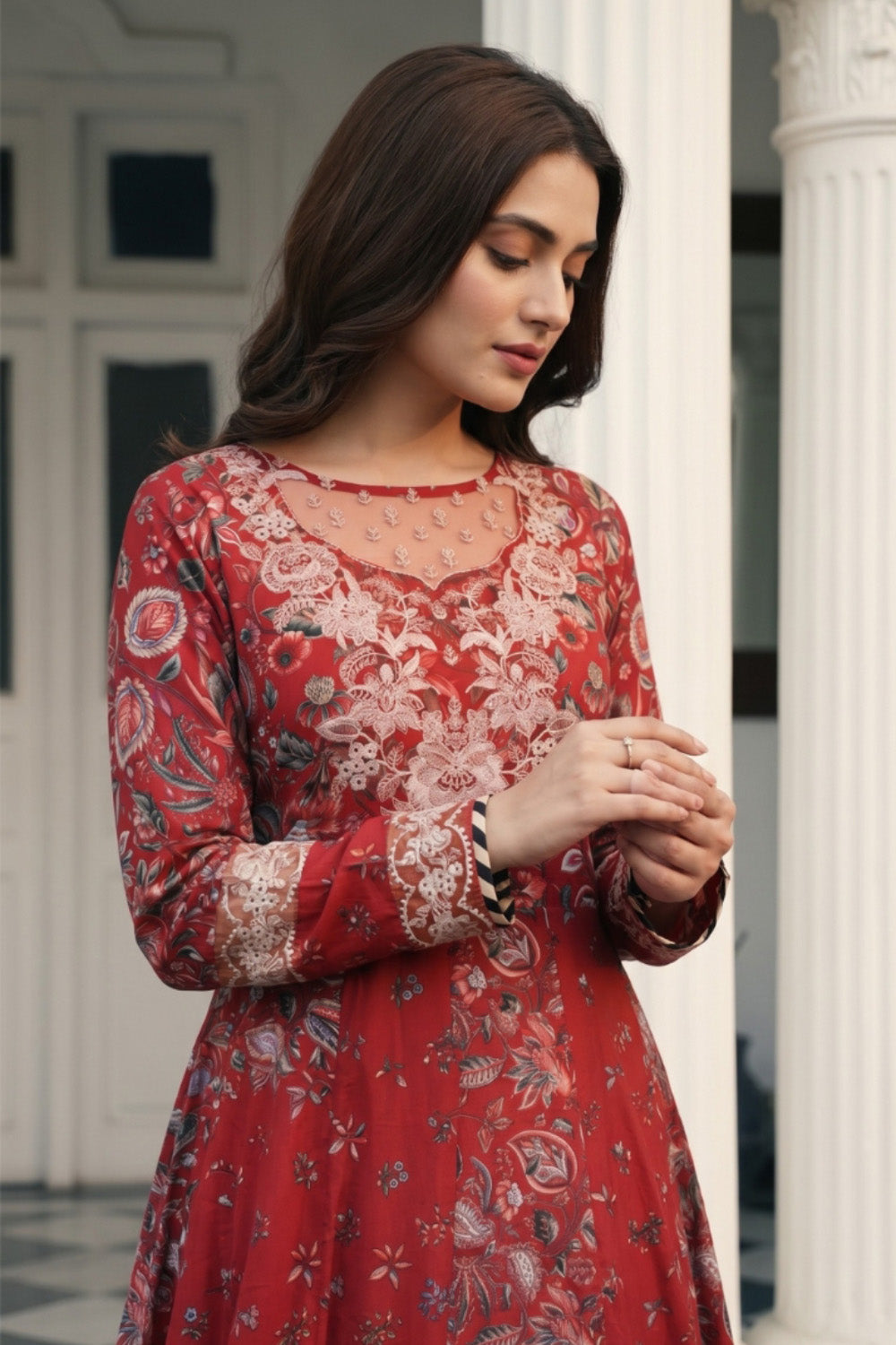 2 Piece - Embroidered Digital Printed Lawn Suit P001230