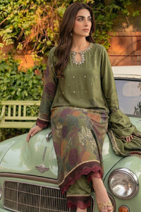 3 Piece - Embellished Printed Shamoz Silk Suit LFP1162