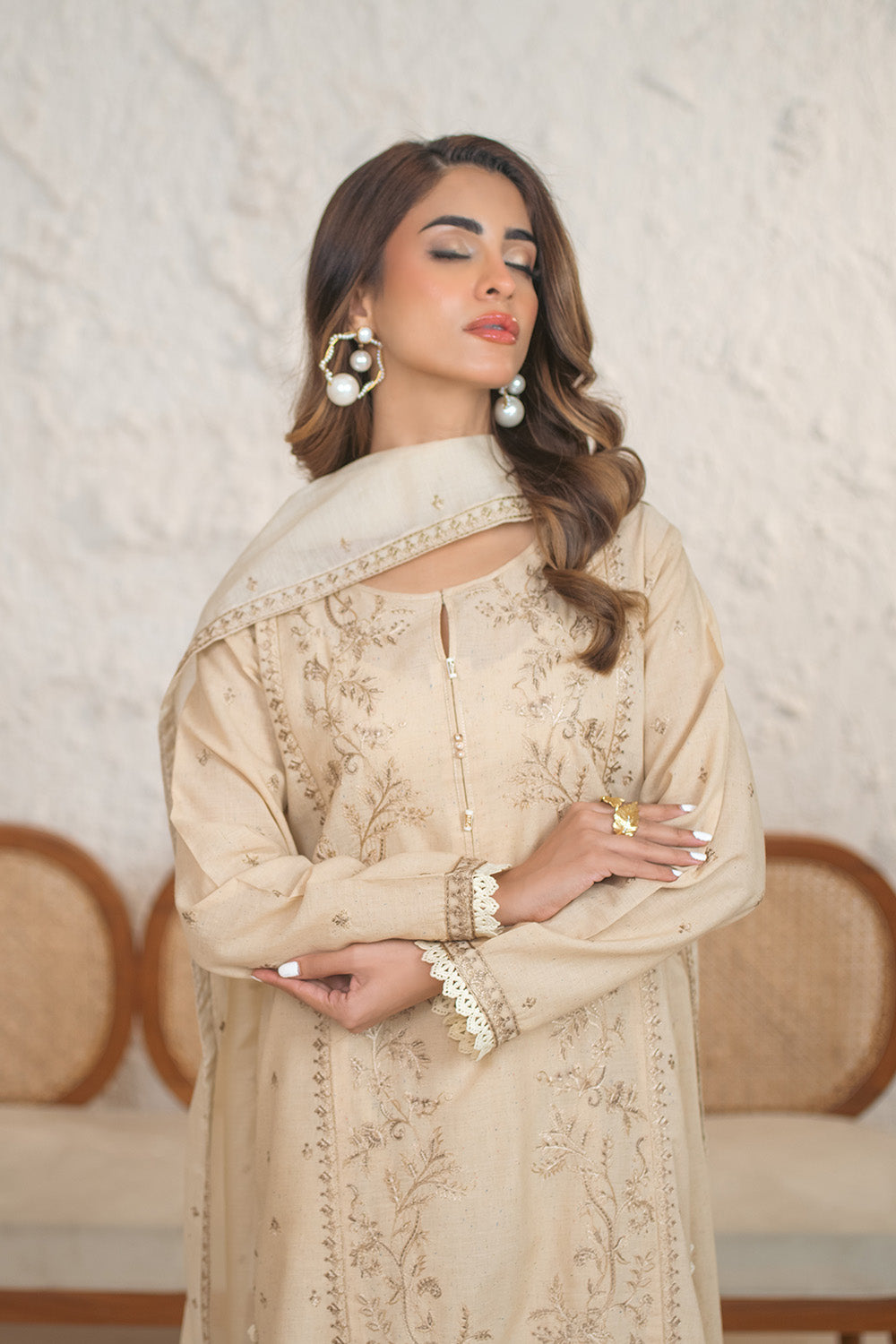 3 Piece - Embroidered Naps Lawn Suit PB01076