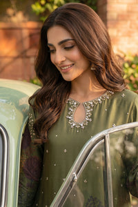 3 Piece - Embellished Printed Shamoz Silk Suit LFP1162