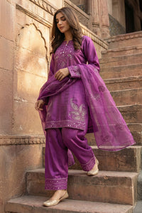 3 Piece - Premium Pure Silk Embroidered Suit LFP1148