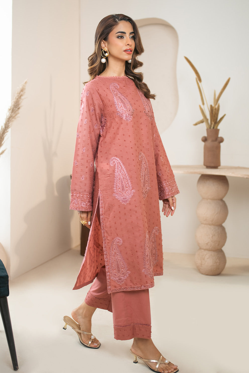 2 Piece - Embroidered Brosha Lawn Suit PB01066