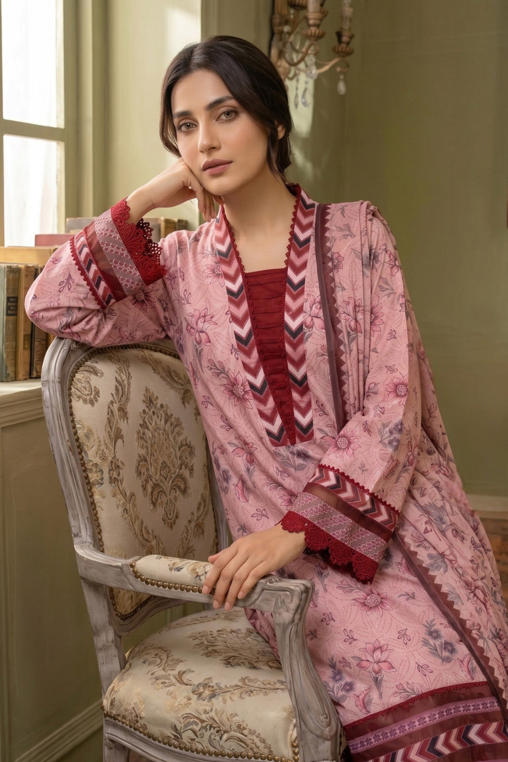 3 Piece - Embroidered Digital Printed Lawn Suit P001237