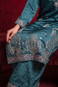 3 Piece - Premium Pure Tussar Silk Embroidered Suit LFP1153