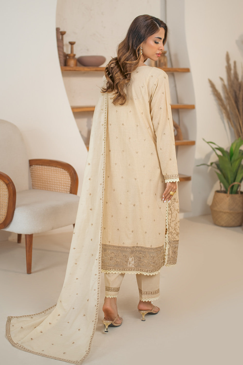 3 Piece - Embroidered Naps Lawn Suit PB01076