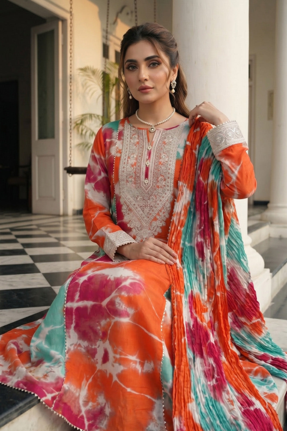 2 Piece - Embroidered Digital Printed Lawn Suit P001227
