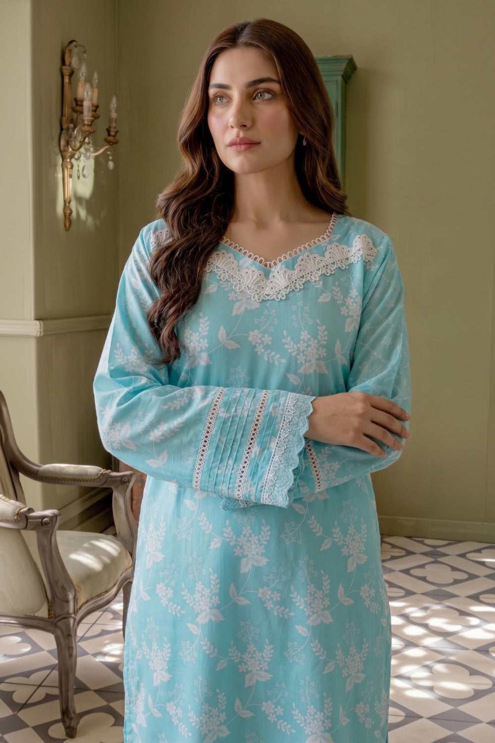 3 Piece - Embroidered Digital Printed Lawn Suit P001236