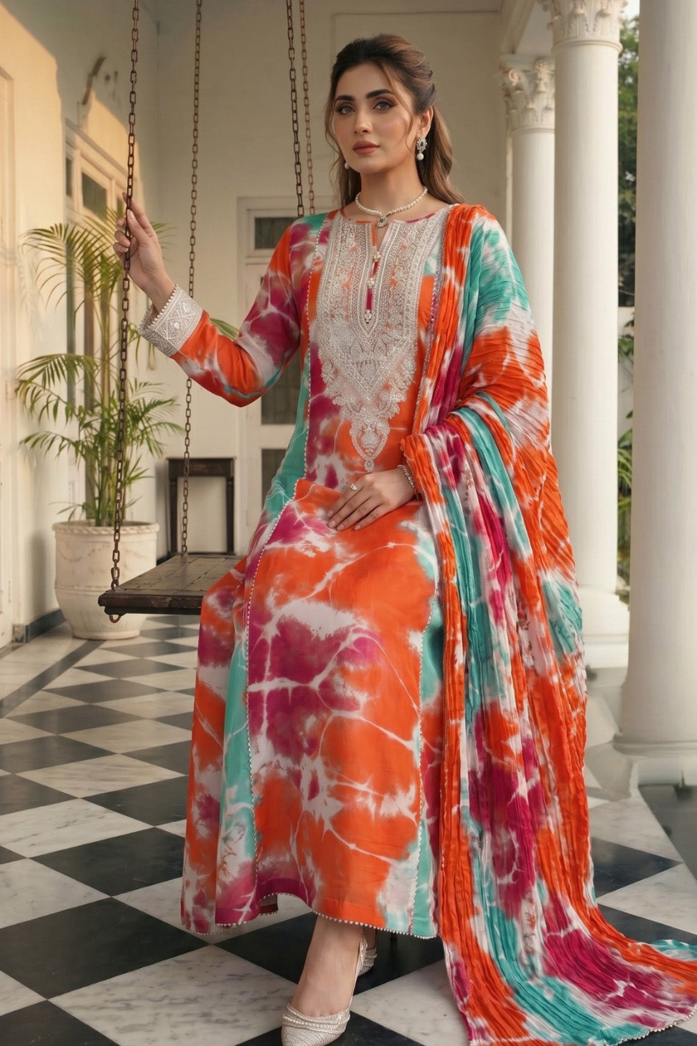 2 Piece - Embroidered Digital Printed Lawn Suit P001227