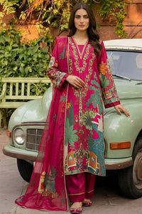 3 Piece - Embellished Printed Shamoz Silk Suit LFP1165